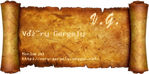 Véry Gergely névjegykártya